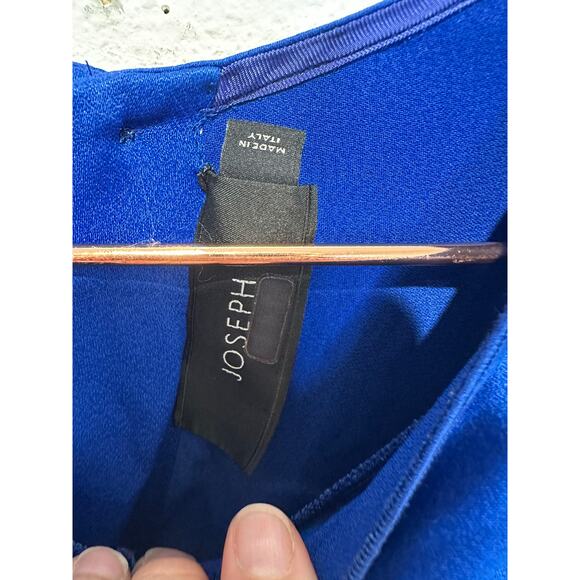 JOSEPH Women's Royal Blue High Neck Attached Scarf Cannon Glazed Top Size 38 - Picture 6 of 14